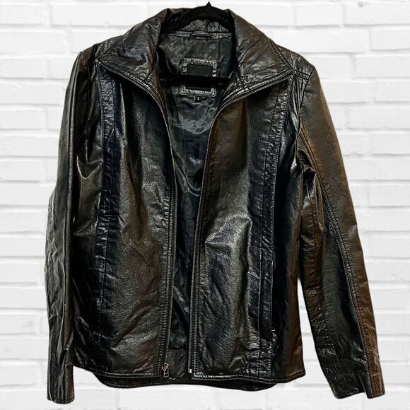 7 Diamonds Men's Genuine Leather Jacket Full Zip Bomber Buffalo Heavy Coat Black - Picture 4 of 11